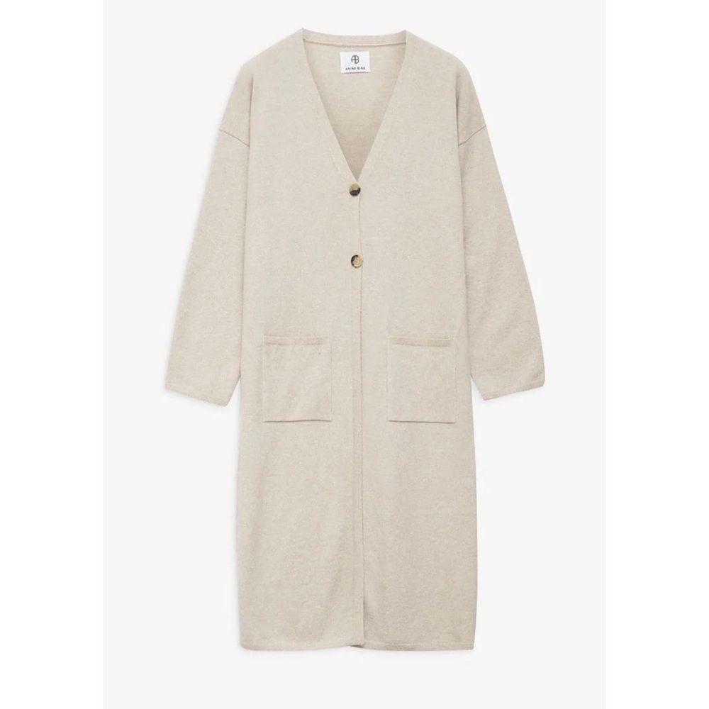 Anine Bing Jasni Midi Cardigan in Oat Size M